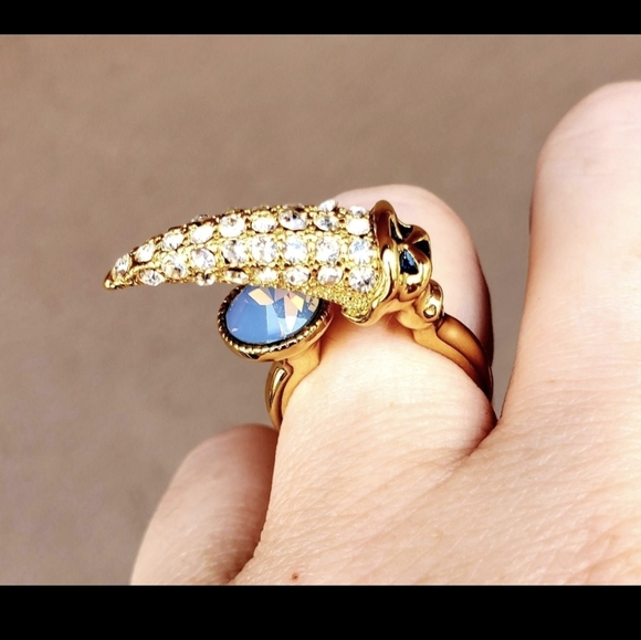 New Faceted Opal and White Topaz Claw & Cross Cuff Ring. - Picture 7 of 12